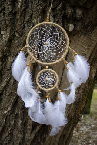 imusau.lt | parduodama Dviejų lankelių šviesi sapnų gaudyklė