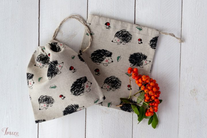 imusau.lt | parduodama Lininis maišelis "Ežiukai"