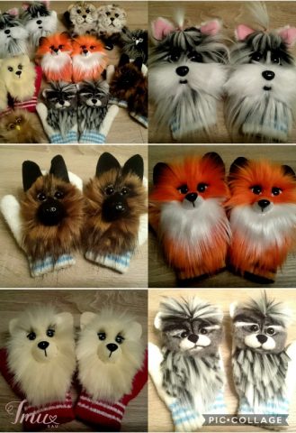 imusau.lt | parduodama Pirštinės su rankų darbo dekoracijomis