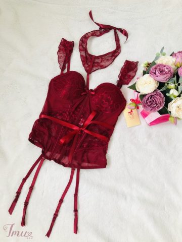 imusau.lt | parduodama Bordo spalvos korsetas su juostelėm kojinėms prisegti