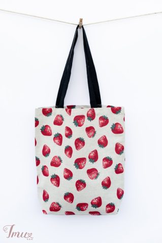 imusau.lt | parduodama Lininis krepšys "Braškės"