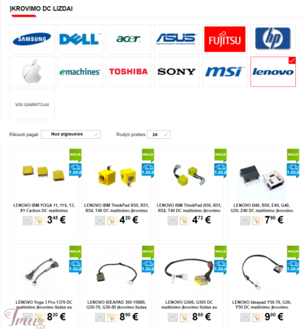 imusau.lt | parduodama LENOVO nešiojamų kompiuterių, lizdai kištukai