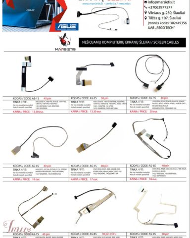 imusau.lt | parduodama PIGIAUSIAI. ASUS nešiojamų kompiuterių ekranų šleifai