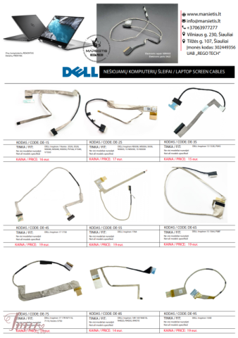 imusau.lt | parduodama PIGIAUSIAI. DELL nešiojamų kompiuterių ekranų šleifai