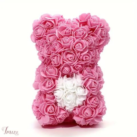 imusau.lt | parduodama Rankų darbo rožinis su baltu meškiukas iš dirbtinių rožių 86952