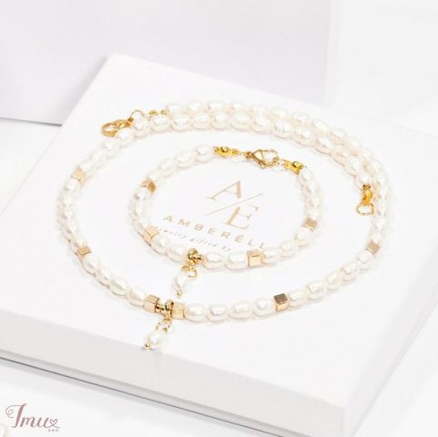 imusau.lt | parduodama Natūralių gėlavandenių perlų vėrinio ir apyrankės komplektas „Katherine”